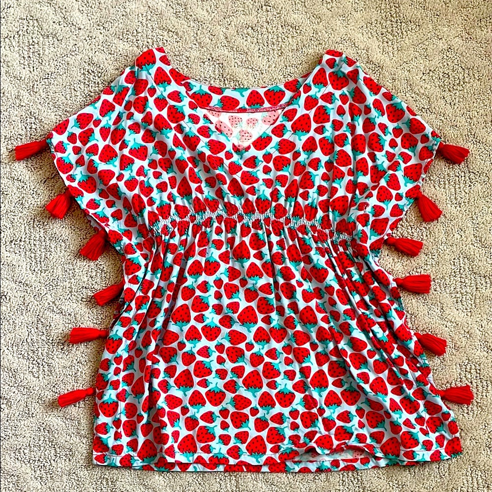 🍓 Strawberry Print 5T Coverup 🍓